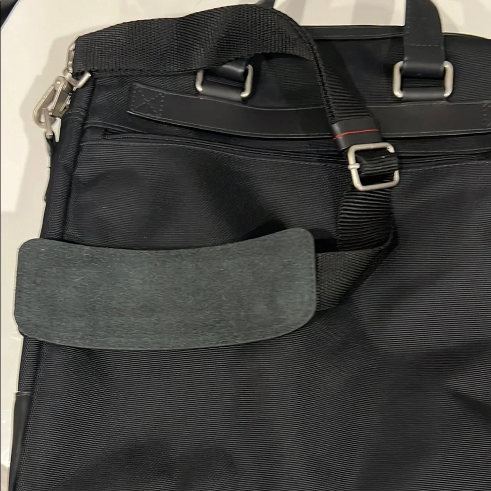 JACK GEORGES Black Canvas and Leather Business Briefcase Laptop Messenger Bag
